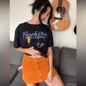 Orange corduroy mini skirt